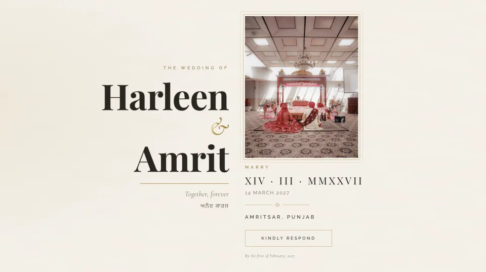 Harleen and Amrit Royal Amritsar wedding website design